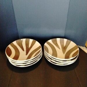 Pottery Barn Brown and Cream Geometric Appetizer Set Of 8